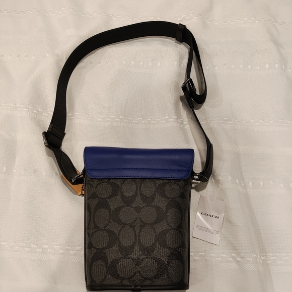 Coach Track Signature Canvas Colorblock (Blue) Small Crossbody Bag - Picture 3 of 7